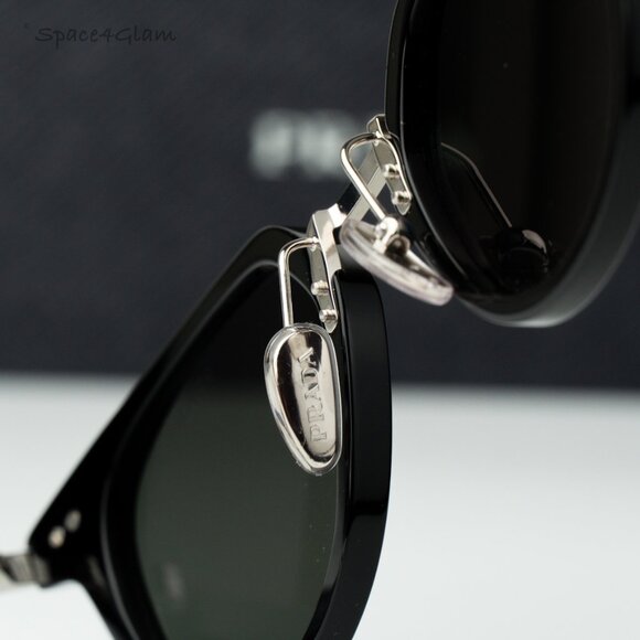 Prada Women Sunglasses Black Green Polarized Oval PR17YS 1AB03R BRAND NEW - Picture 6 of 10